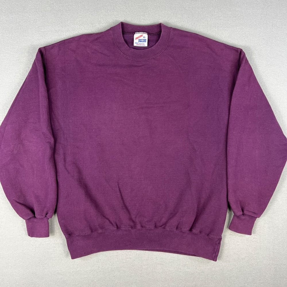 VTG Jerzees Blank Sweatshirt Mens XL Striped Crew‎ Neck 1990s Classic USA
